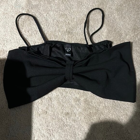 NWT Windsor Sz S Adorable Black Crop Top w Large Bow - Picture 6 of 8